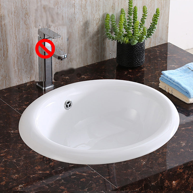 Traditional Drop-in Oval Bathroom Sink with Faucet Basin