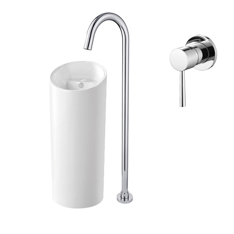 Modern High Arc Faucet Floor Mounted Freestanding Tub Filler with Risers Clearhalo 'Bathroom Remodel & Bathroom Fixtures' 'Bathtub Faucets' 'bathtub_faucets' 'Home Improvement' 'home_improvement' 'home_improvement_bathtub_faucets' 7111747