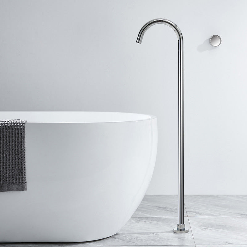 Modern High Arc Faucet Floor Mounted Freestanding Tub Filler with Risers Clearhalo 'Bathroom Remodel & Bathroom Fixtures' 'Bathtub Faucets' 'bathtub_faucets' 'Home Improvement' 'home_improvement' 'home_improvement_bathtub_faucets' 7111727