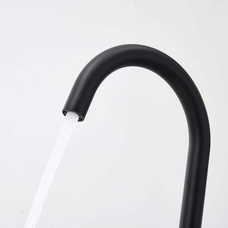 Taavita Modern High Arc Freestanding Tub Filler Faucet with Floor Mounted Risers