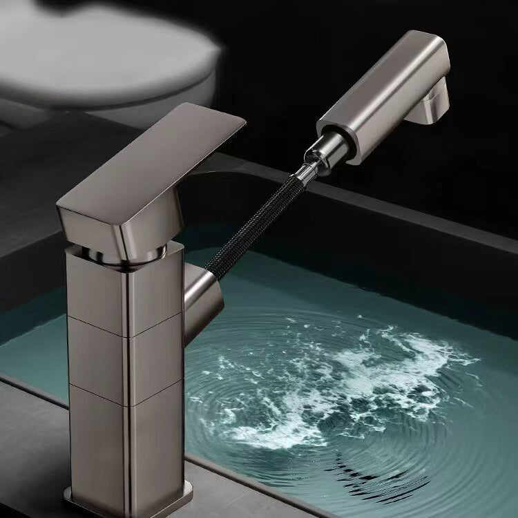 Taavita Bathroom Sink Faucet, Single Lever Mixer with Swivel Spout in Black Gray