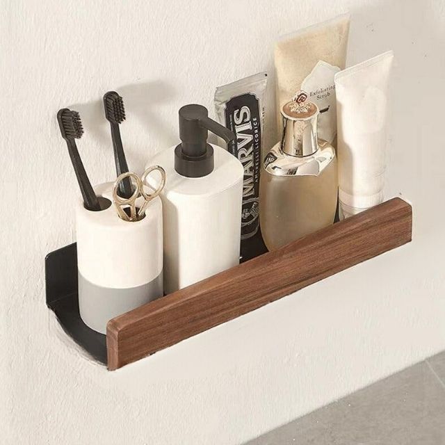 Taavita - Rustic Wooden Bathroom Shelf without Drilling for Elegant Storage