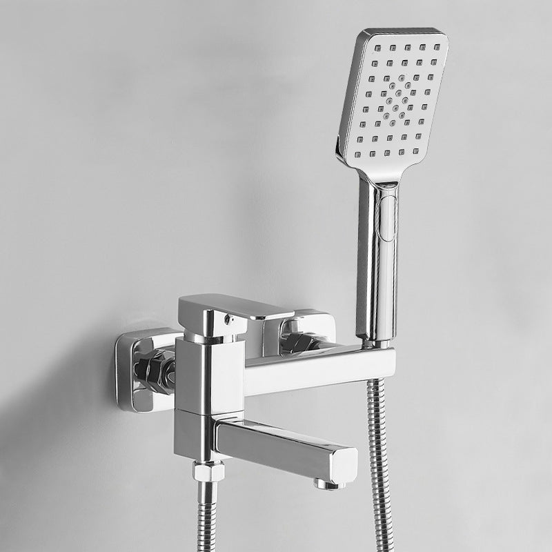 Lever Handle Shower Faucet Single Hand Shower with Shower Hose Clearhalo 'Bathroom Remodel & Bathroom Fixtures' 'Home Improvement' 'home_improvement' 'home_improvement_shower_faucets' 'Shower Faucets & Systems' 'shower_faucets' 'Showers & Bathtubs Plumbing' 'Showers & Bathtubs' 1200x1200_b56b359d-bf83-4bcd-bda6-6f0bd50ae208