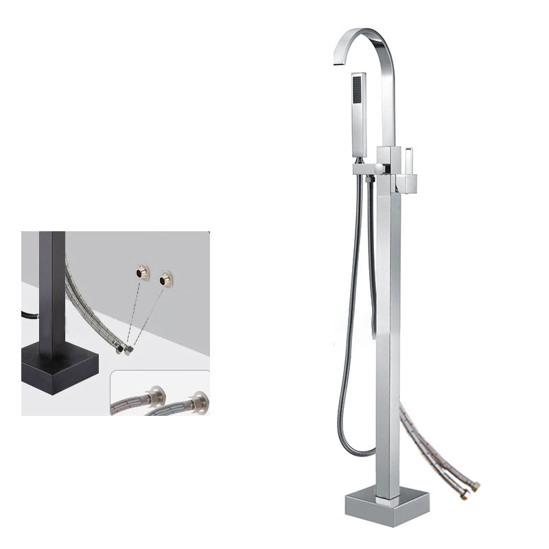 Contemporary Brass Floor Mounted Freestanding Tub Filler with Hose Taavita Faucet