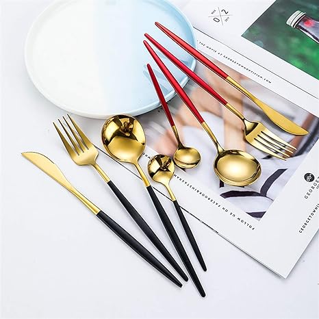 Taavita 24-Piece Luxury Stainless Steel Cutlery Set in Gold and Silver