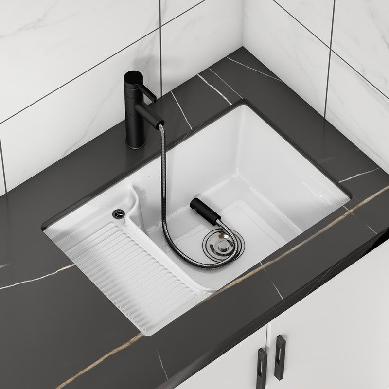 Taavita Porcelain Bathroom Sink Rectangular Basin with Faucet