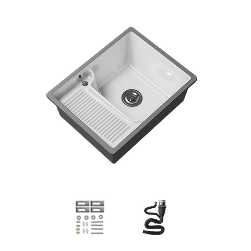 Classic Porcelain Bathroom Sink Rectangular Trough Sink with Washboard Clearhalo 'Bathroom Remodel & Bathroom Fixtures' 'Bathroom Sinks & Faucet Components' 'Bathroom Sinks' 'bathroom_sink' 'Home Improvement' 'home_improvement' 'home_improvement_bathroom_sink' 7209287