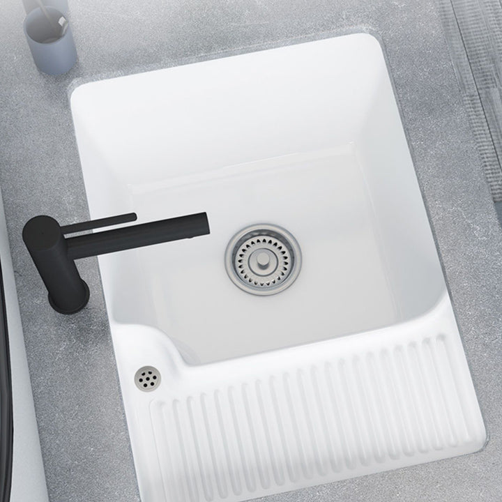 Taavita Porcelain Bathroom Sink Rectangular Basin with Faucet