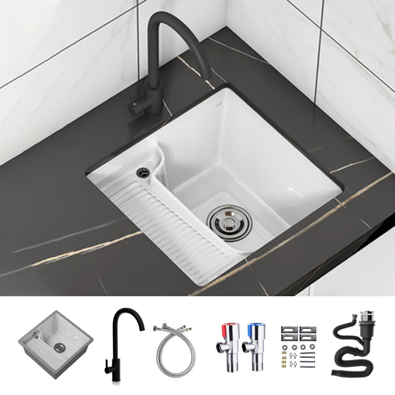 Classic Porcelain Bathroom Sink Rectangular Trough Sink with Washboard Clearhalo 'Bathroom Remodel & Bathroom Fixtures' 'Bathroom Sinks & Faucet Components' 'Bathroom Sinks' 'bathroom_sink' 'Home Improvement' 'home_improvement' 'home_improvement_bathroom_sink' 7209273