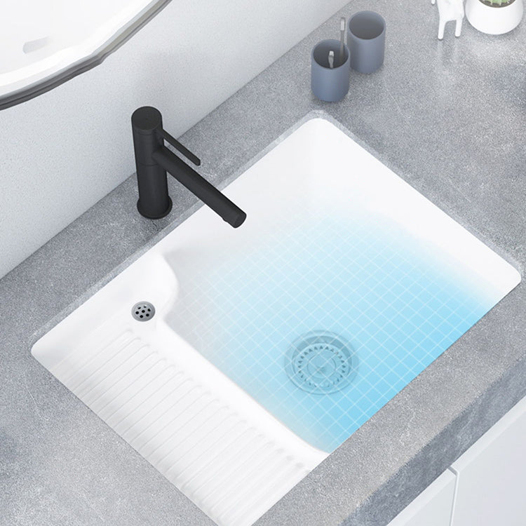 Taavita Porcelain Bathroom Sink Rectangular Basin with Faucet