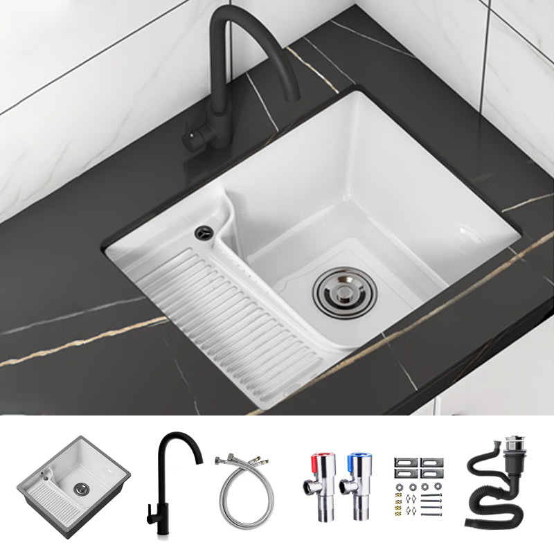 Classic Porcelain Bathroom Sink Rectangular Trough Sink with Washboard Clearhalo 'Bathroom Remodel & Bathroom Fixtures' 'Bathroom Sinks & Faucet Components' 'Bathroom Sinks' 'bathroom_sink' 'Home Improvement' 'home_improvement' 'home_improvement_bathroom_sink' 7209277