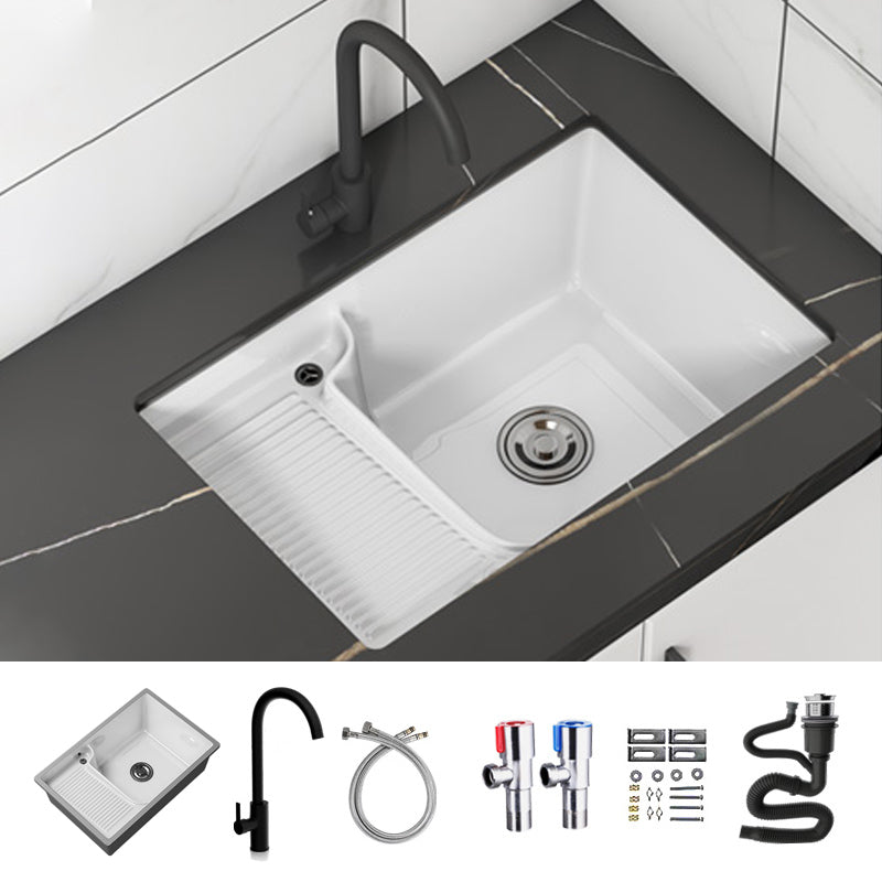 Classic Porcelain Bathroom Sink Rectangular Trough Sink with Washboard Clearhalo 'Bathroom Remodel & Bathroom Fixtures' 'Bathroom Sinks & Faucet Components' 'Bathroom Sinks' 'bathroom_sink' 'Home Improvement' 'home_improvement' 'home_improvement_bathroom_sink' 7209308