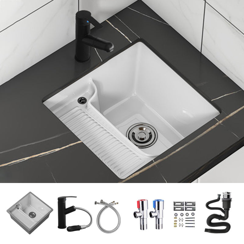 Classic Porcelain Bathroom Sink Rectangular Trough Sink with Washboard Clearhalo 'Bathroom Remodel & Bathroom Fixtures' 'Bathroom Sinks & Faucet Components' 'Bathroom Sinks' 'bathroom_sink' 'Home Improvement' 'home_improvement' 'home_improvement_bathroom_sink' 7209309