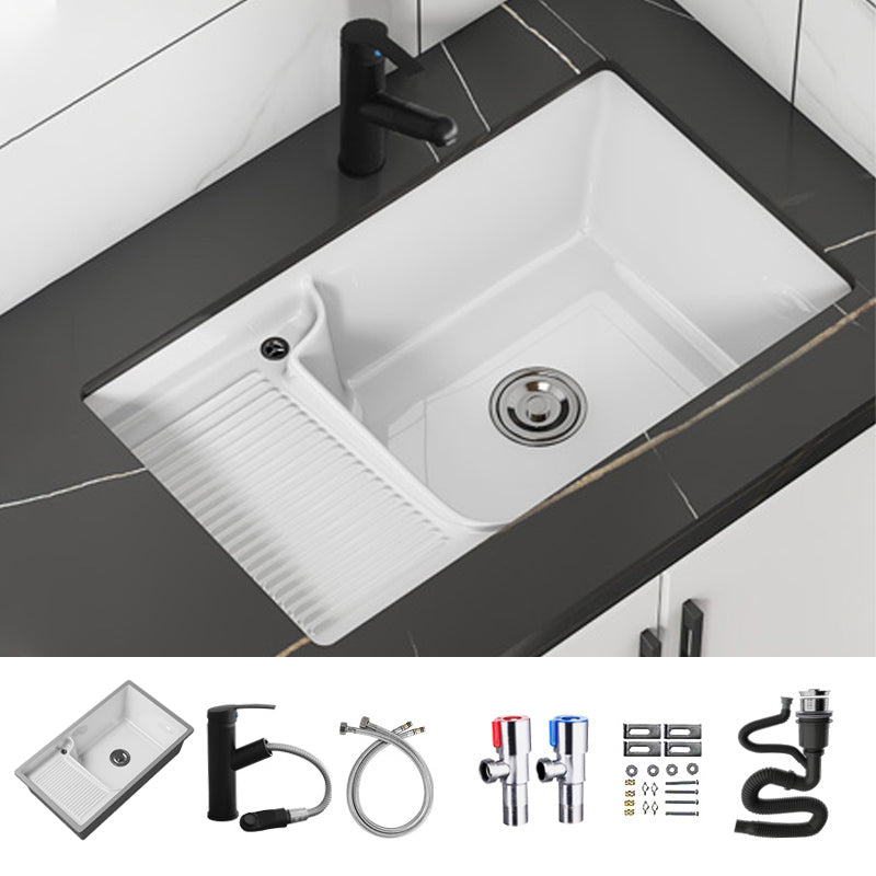 Classic Porcelain Bathroom Sink Rectangular Trough Sink with Washboard Clearhalo 'Bathroom Remodel & Bathroom Fixtures' 'Bathroom Sinks & Faucet Components' 'Bathroom Sinks' 'bathroom_sink' 'Home Improvement' 'home_improvement' 'home_improvement_bathroom_sink' 7209310