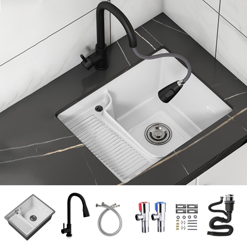 Classic Porcelain Bathroom Sink Rectangular Trough Sink with Washboard Clearhalo 'Bathroom Remodel & Bathroom Fixtures' 'Bathroom Sinks & Faucet Components' 'Bathroom Sinks' 'bathroom_sink' 'Home Improvement' 'home_improvement' 'home_improvement_bathroom_sink' 7209288