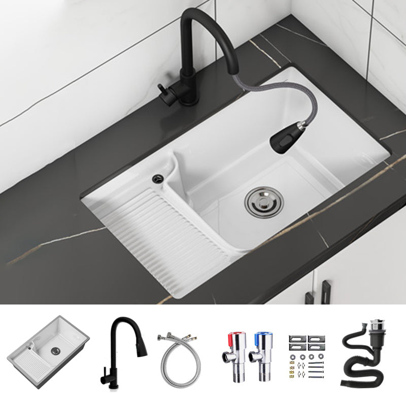 Classic Porcelain Bathroom Sink Rectangular Trough Sink with Washboard Clearhalo 'Bathroom Remodel & Bathroom Fixtures' 'Bathroom Sinks & Faucet Components' 'Bathroom Sinks' 'bathroom_sink' 'Home Improvement' 'home_improvement' 'home_improvement_bathroom_sink' 7209305