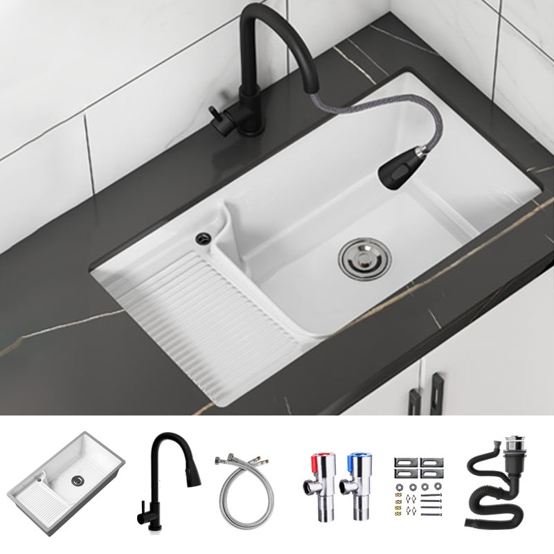 Classic Porcelain Bathroom Sink Rectangular Trough Sink with Washboard Clearhalo 'Bathroom Remodel & Bathroom Fixtures' 'Bathroom Sinks & Faucet Components' 'Bathroom Sinks' 'bathroom_sink' 'Home Improvement' 'home_improvement' 'home_improvement_bathroom_sink' 7209279