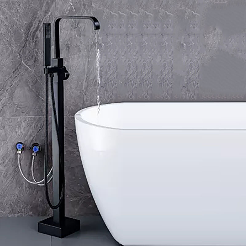 Brass Freestanding Tub Filler with Water Inlet Pipe Floor Mounted Bathroom Faucet Clearhalo 'Bathroom Remodel & Bathroom Fixtures' 'Bathtub Faucets' 'bathtub_faucets' 'Home Improvement' 'home_improvement' 'home_improvement_bathtub_faucets' 7209448