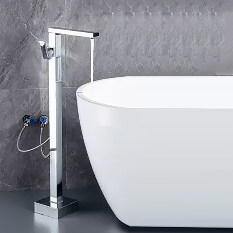 Brass Freestanding Tub Filler with Water Inlet Pipe Floor Mounted Bathroom Faucet Clearhalo 'Bathroom Remodel & Bathroom Fixtures' 'Bathtub Faucets' 'bathtub_faucets' 'Home Improvement' 'home_improvement' 'home_improvement_bathtub_faucets' 7209467