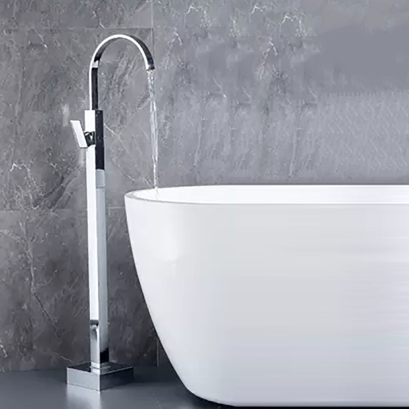 Brass Freestanding Tub Filler with Water Inlet Pipe Floor Mounted Bathroom Faucet Clearhalo 'Bathroom Remodel & Bathroom Fixtures' 'Bathtub Faucets' 'bathtub_faucets' 'Home Improvement' 'home_improvement' 'home_improvement_bathtub_faucets' 7209464