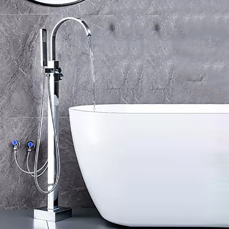 Brass Freestanding Tub Filler with Water Inlet Pipe Floor Mounted Bathroom Faucet Clearhalo 'Bathroom Remodel & Bathroom Fixtures' 'Bathtub Faucets' 'bathtub_faucets' 'Home Improvement' 'home_improvement' 'home_improvement_bathtub_faucets' 7209462