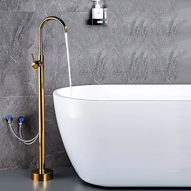 Brass Freestanding Tub Filler with Water Inlet Pipe Floor Mounted Bathroom Faucet Clearhalo 'Bathroom Remodel & Bathroom Fixtures' 'Bathtub Faucets' 'bathtub_faucets' 'Home Improvement' 'home_improvement' 'home_improvement_bathtub_faucets' 1200x1200_c1b3b43e-a2a5-4617-9366-1ef171c874cd