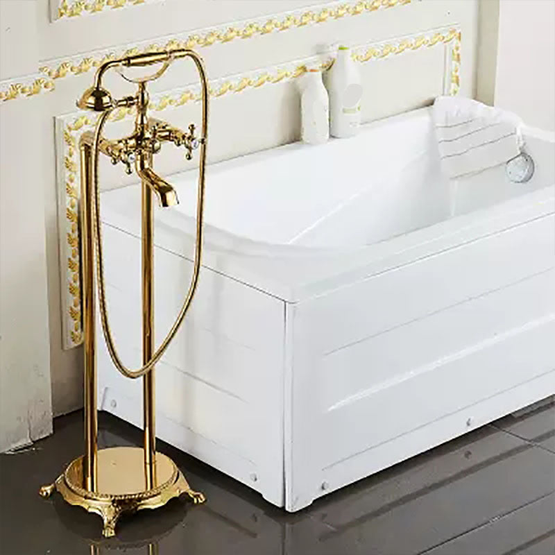 Brass Freestanding Tub Filler with Water Inlet Pipe Floor Mounted Bathroom Faucet Clearhalo 'Bathroom Remodel & Bathroom Fixtures' 'Bathtub Faucets' 'bathtub_faucets' 'Home Improvement' 'home_improvement' 'home_improvement_bathtub_faucets' 1200x1200_8769e8f8-e7f5-403f-8d5a-1cb721369835