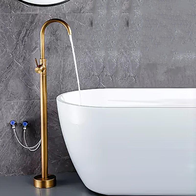 Brass Freestanding Tub Filler with Water Inlet Pipe Floor Mounted Bathroom Faucet Clearhalo 'Bathroom Remodel & Bathroom Fixtures' 'Bathtub Faucets' 'bathtub_faucets' 'Home Improvement' 'home_improvement' 'home_improvement_bathtub_faucets' 1200x1200_a434dd61-d55f-44c7-9923-e72ef67204bb