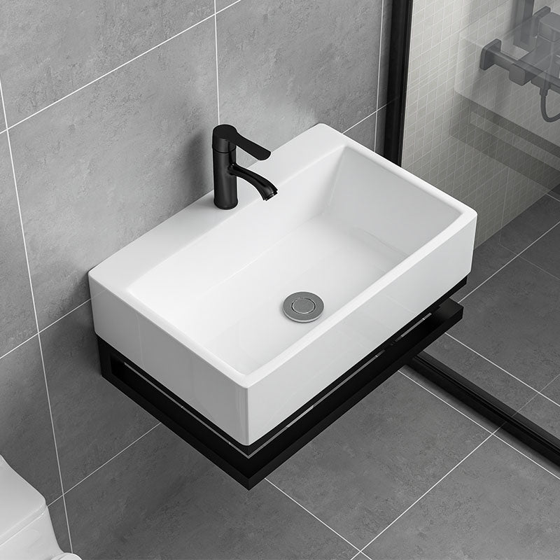 Bathroom Sink Ceramic White Wall-mounted Rod Handle Faucet Sink Clearhalo 'Bathroom Remodel & Bathroom Fixtures' 'Bathroom Sinks & Faucet Components' 'Bathroom Sinks' 'bathroom_sink' 'Home Improvement' 'home_improvement' 'home_improvement_bathroom_sink' 1200x1200_edef03ea-bb5e-4ecf-b225-116c82fbea19