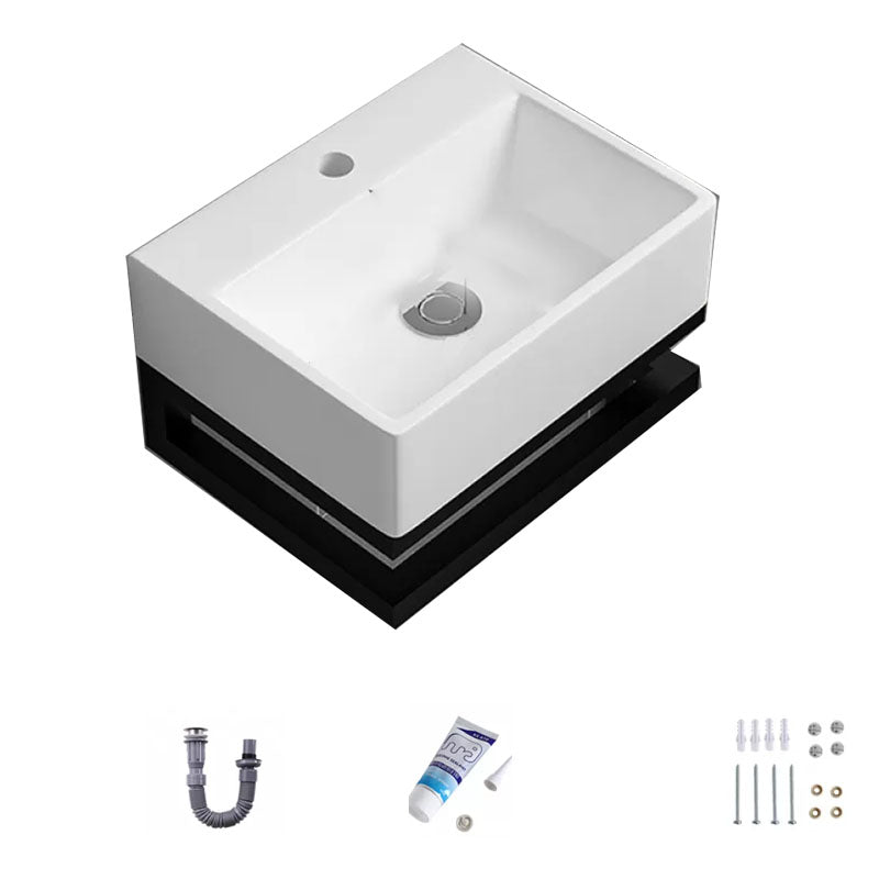 Bathroom Sink Ceramic White Wall-mounted Rod Handle Faucet Sink Clearhalo 'Bathroom Remodel & Bathroom Fixtures' 'Bathroom Sinks & Faucet Components' 'Bathroom Sinks' 'bathroom_sink' 'Home Improvement' 'home_improvement' 'home_improvement_bathroom_sink' 7227446