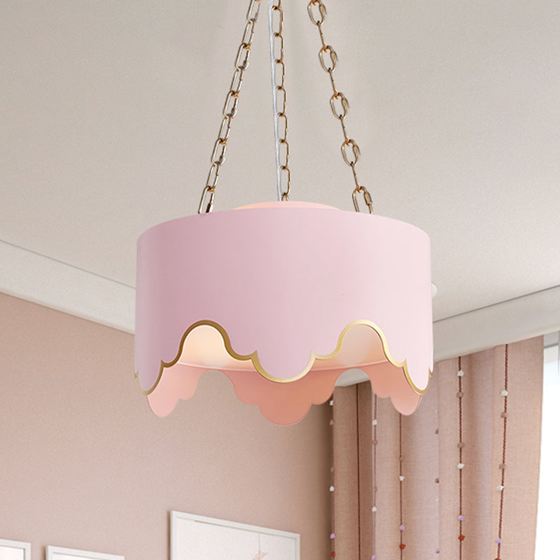 Taavita Curled Edge Pendant Lamp Postmodern 3 Bulbs Pink/White Hanging Ceiling Light for Dining Room