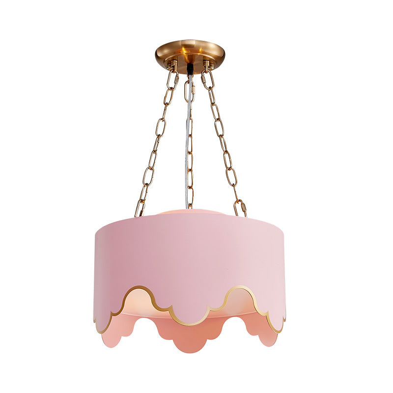 Taavita Curled Edge Pendant Lamp Postmodern 3 Bulbs Pink/White Hanging Ceiling Light for Dining Room