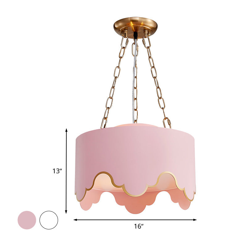 Taavita Curled Edge Pendant Lamp Postmodern 3 Bulbs Pink/White Hanging Ceiling Light for Dining Room