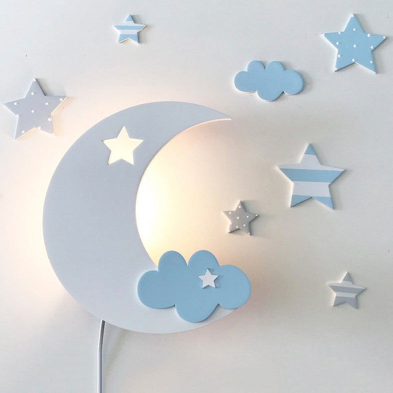 Crescent Cloud Child Bedroom Wall Sconce Acrylic Cartoon Energy Saving LED Wall Lamp Clearhalo 'Wall Lamps & Sconces' 'Wall Lights' Lighting' 73612