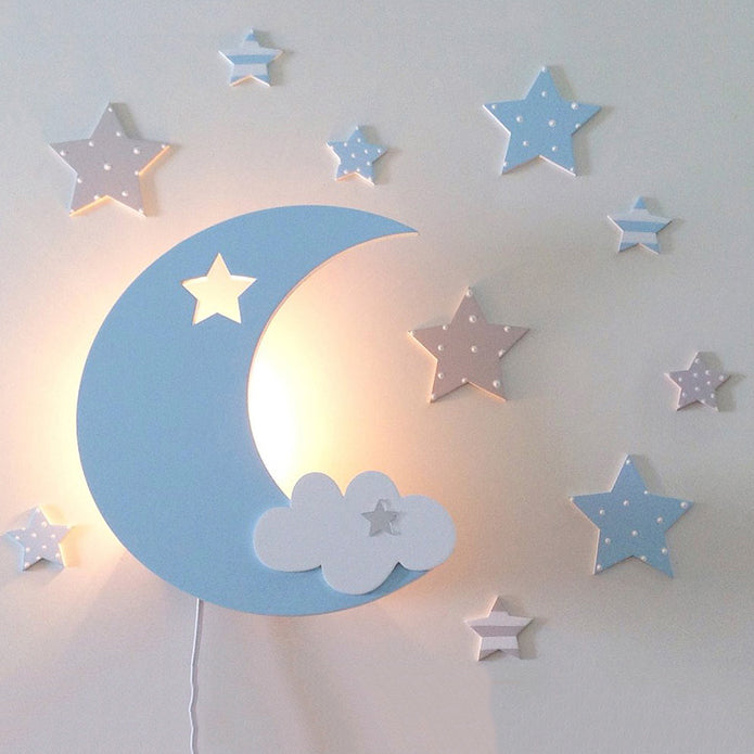 Crescent Cloud Child Bedroom Wall Sconce Acrylic Cartoon Energy Saving LED Wall Lamp Pink B Clearhalo 'Wall Lamps & Sconces' 'Wall Lights' Lighting' 73609