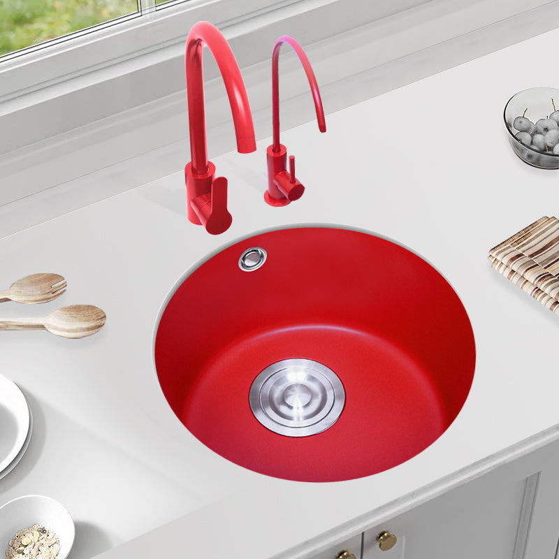 Quartz Kitchen Sink Single Bowl Red Round Kitchen Sink with Drain Assembly Clearhalo 'Home Improvement' 'home_improvement' 'home_improvement_kitchen_sinks' 'Kitchen Remodel & Kitchen Fixtures' 'Kitchen Sinks & Faucet Components' 'Kitchen Sinks' 'kitchen_sinks' 1200x1200_25ebf424-6d9a-4f0e-b4fb-81e649051cd9