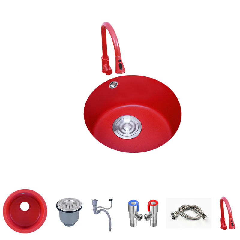 Quartz Kitchen Sink Single Bowl Red Round Kitchen Sink with Drain Assembly Clearhalo 'Home Improvement' 'home_improvement' 'home_improvement_kitchen_sinks' 'Kitchen Remodel & Kitchen Fixtures' 'Kitchen Sinks & Faucet Components' 'Kitchen Sinks' 'kitchen_sinks' 1200x1200_75023229-8458-4877-8f75-1d3943bc6d00