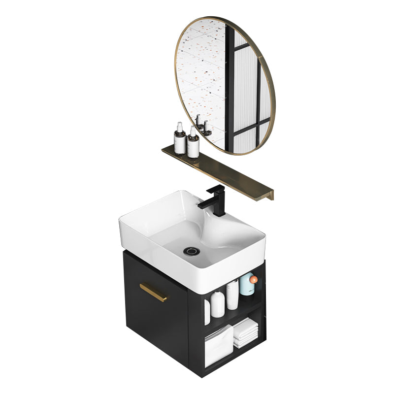 Single Sink Black Vanity Modern Wall Mount Ceramic Sink Vanity Clearhalo 'Bathroom Remodel & Bathroom Fixtures' 'Bathroom Vanities' 'bathroom_vanities' 'Home Improvement' 'home_improvement' 'home_improvement_bathroom_vanities' 7416235