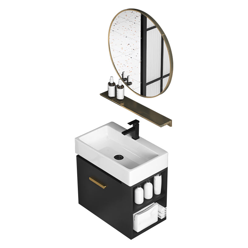 Single Sink Black Vanity Modern Wall Mount Ceramic Sink Vanity Clearhalo 'Bathroom Remodel & Bathroom Fixtures' 'Bathroom Vanities' 'bathroom_vanities' 'Home Improvement' 'home_improvement' 'home_improvement_bathroom_vanities' 7416233