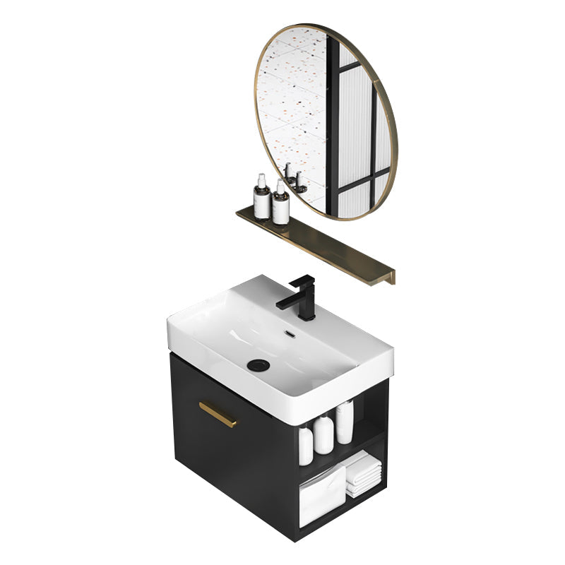 Single Sink Black Vanity Modern Wall Mount Ceramic Sink Vanity Clearhalo 'Bathroom Remodel & Bathroom Fixtures' 'Bathroom Vanities' 'bathroom_vanities' 'Home Improvement' 'home_improvement' 'home_improvement_bathroom_vanities' 1200x1200_cc986879-a945-4e3b-8664-1ec89e2ca007