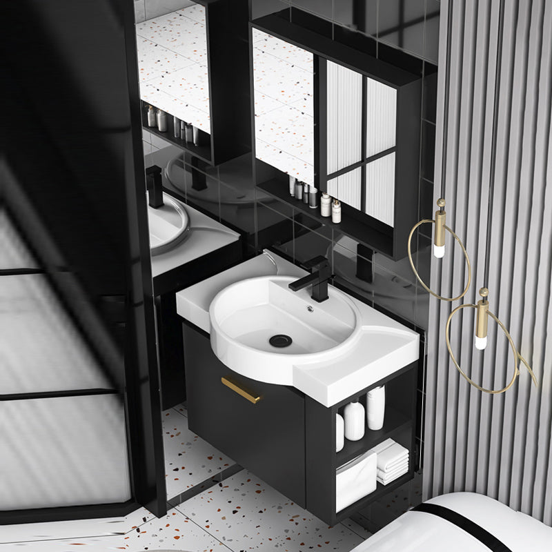 Taavita, modern, black washbasin, wall-mounted ceramic washbasin