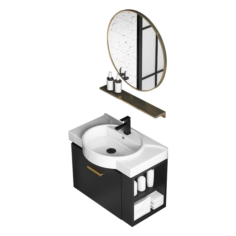 Single Sink Black Vanity Modern Wall Mount Ceramic Sink Vanity Clearhalo 'Bathroom Remodel & Bathroom Fixtures' 'Bathroom Vanities' 'bathroom_vanities' 'Home Improvement' 'home_improvement' 'home_improvement_bathroom_vanities' 7416247