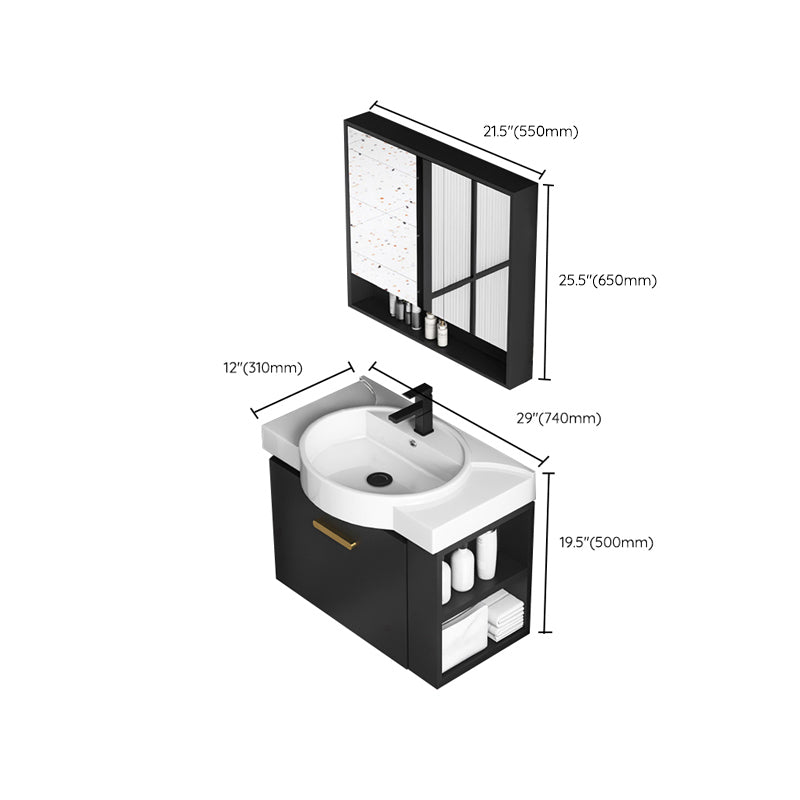 Taavita, modern, black washbasin, wall-mounted ceramic washbasin