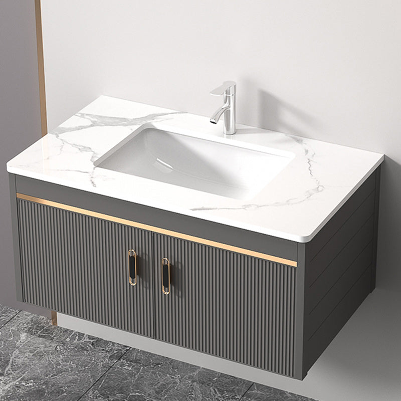 Wall Mount Bathroom Sink Vanity Glam Faucet Included Bathroom Vanity Clearhalo 'Bathroom Remodel & Bathroom Fixtures' 'Bathroom Vanities' 'bathroom_vanities' 'Home Improvement' 'home_improvement' 'home_improvement_bathroom_vanities' 7455037