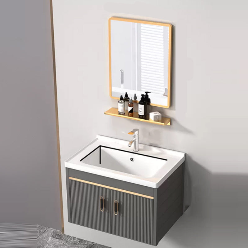 Wall Mount Bathroom Sink Vanity Glam Faucet Included Bathroom Vanity Clearhalo 'Bathroom Remodel & Bathroom Fixtures' 'Bathroom Vanities' 'bathroom_vanities' 'Home Improvement' 'home_improvement' 'home_improvement_bathroom_vanities' 7455079