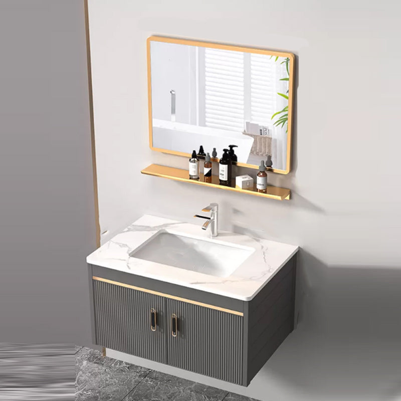 Wall Mount Bathroom Sink Vanity Glam Faucet Included Bathroom Vanity Clearhalo 'Bathroom Remodel & Bathroom Fixtures' 'Bathroom Vanities' 'bathroom_vanities' 'Home Improvement' 'home_improvement' 'home_improvement_bathroom_vanities' 7455089