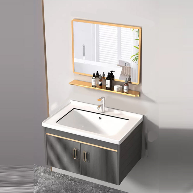 Wall Mount Bathroom Sink Vanity Glam Faucet Included Bathroom Vanity Clearhalo 'Bathroom Remodel & Bathroom Fixtures' 'Bathroom Vanities' 'bathroom_vanities' 'Home Improvement' 'home_improvement' 'home_improvement_bathroom_vanities' 7455076