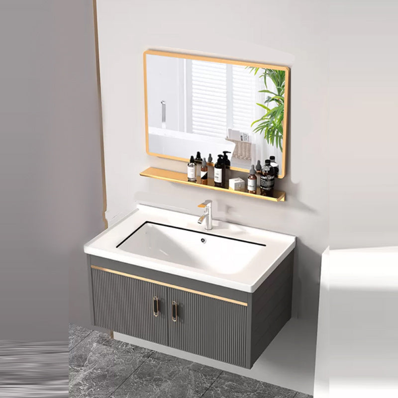 Wall Mount Bathroom Sink Vanity Glam Faucet Included Bathroom Vanity Clearhalo 'Bathroom Remodel & Bathroom Fixtures' 'Bathroom Vanities' 'bathroom_vanities' 'Home Improvement' 'home_improvement' 'home_improvement_bathroom_vanities' 7455050