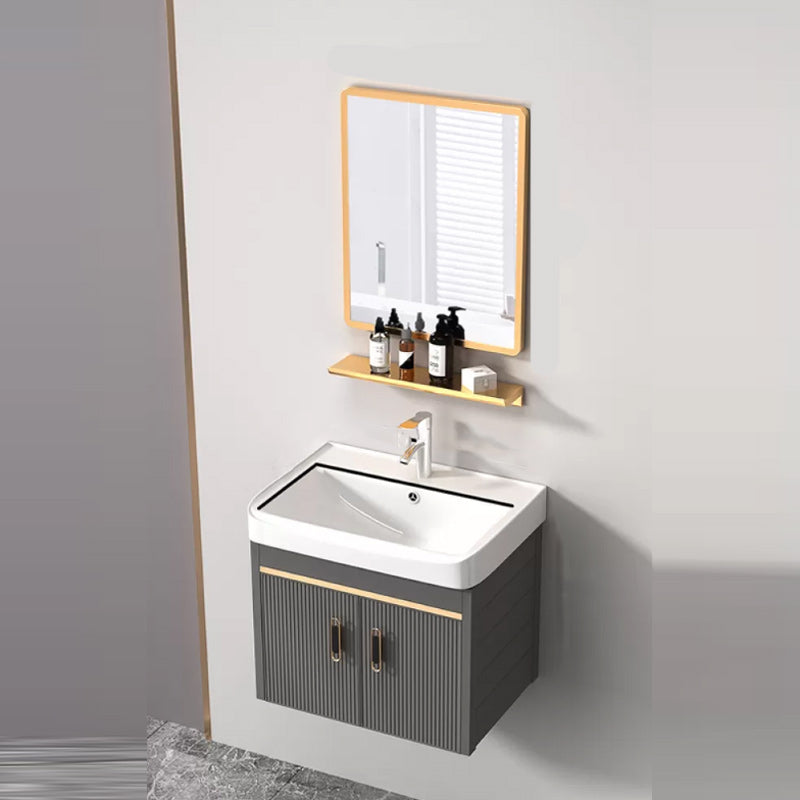 Wall Mount Bathroom Sink Vanity Glam Faucet Included Bathroom Vanity Clearhalo 'Bathroom Remodel & Bathroom Fixtures' 'Bathroom Vanities' 'bathroom_vanities' 'Home Improvement' 'home_improvement' 'home_improvement_bathroom_vanities' 7455091