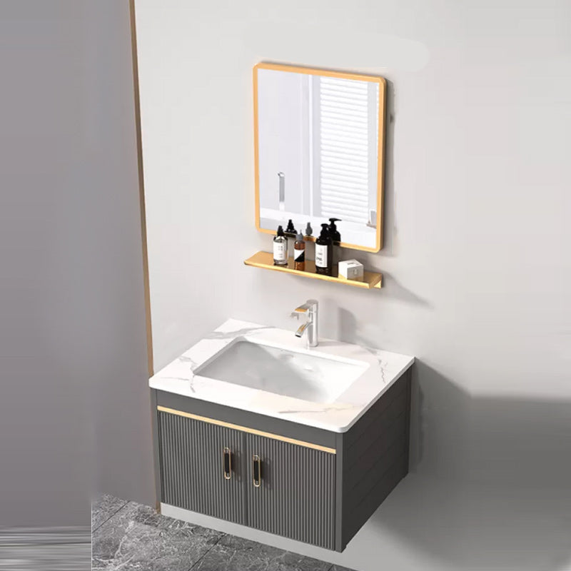 Wall Mount Bathroom Sink Vanity Glam Faucet Included Bathroom Vanity Clearhalo 'Bathroom Remodel & Bathroom Fixtures' 'Bathroom Vanities' 'bathroom_vanities' 'Home Improvement' 'home_improvement' 'home_improvement_bathroom_vanities' 7455075